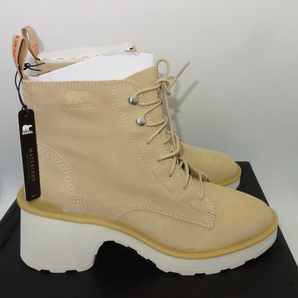 NEW Sorel Hi Line Lace Boots Bleached Ceramic Buff Tan Women's 10 - Picture 4 of 12